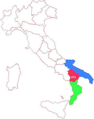 Kaartje Puglia, Calabrië en Basilicata